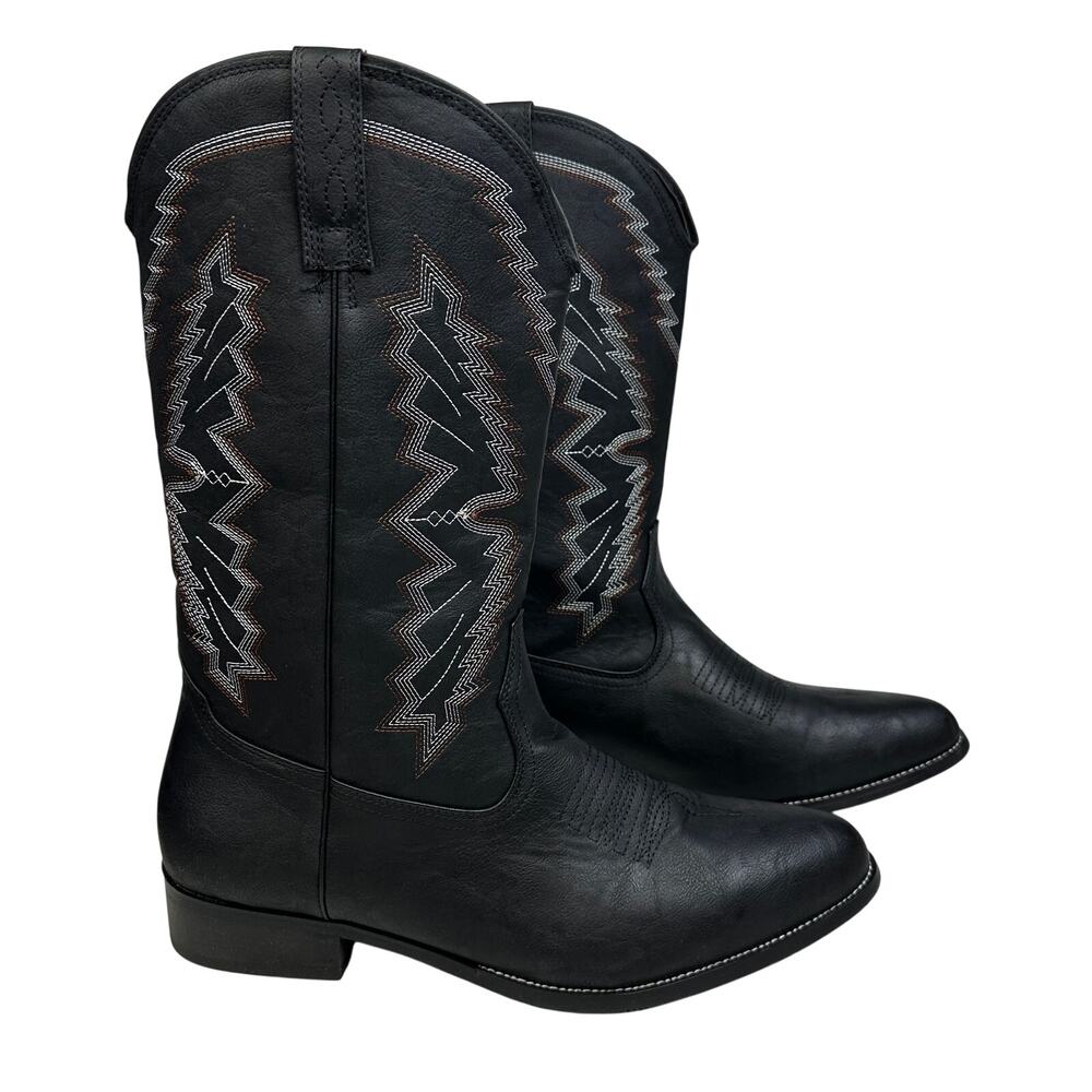 IUV‎ Cowboy Western Boots Black Embroidered Men's Size 14